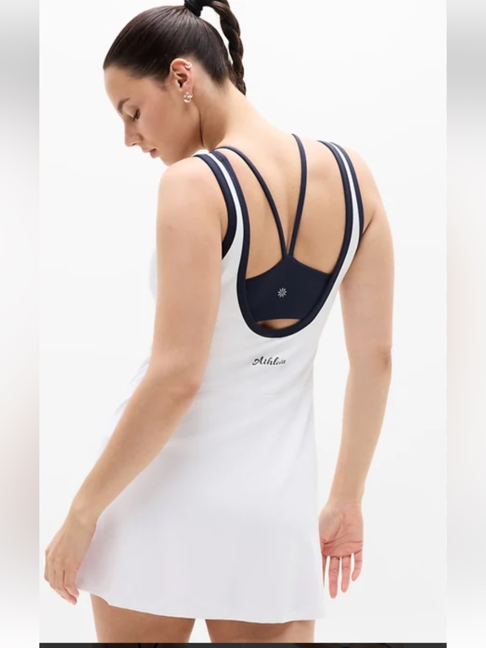Athleta Transcend Tipped Dress White  sports Sz Large